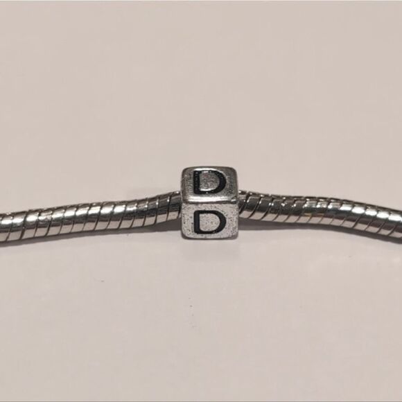 Silver D Spacer Charm for Pandora Style Bracelet - Picture 4 of 5